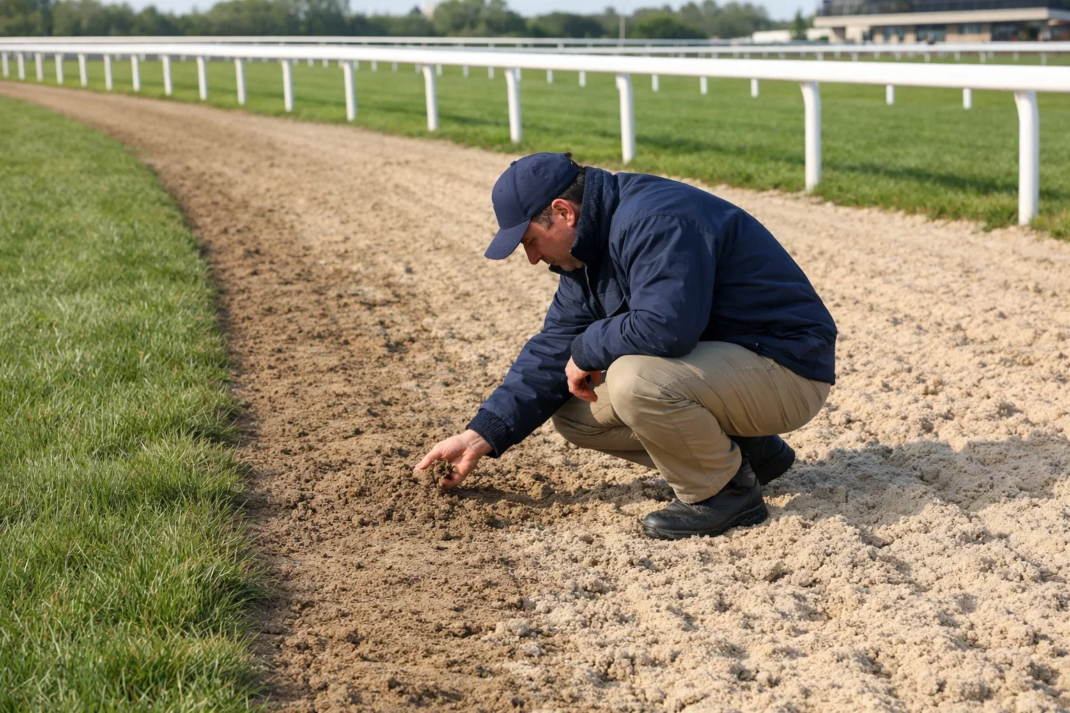 Rennbahn bei unterschiedlichen Wetterbedingungen mit Bodenpflege