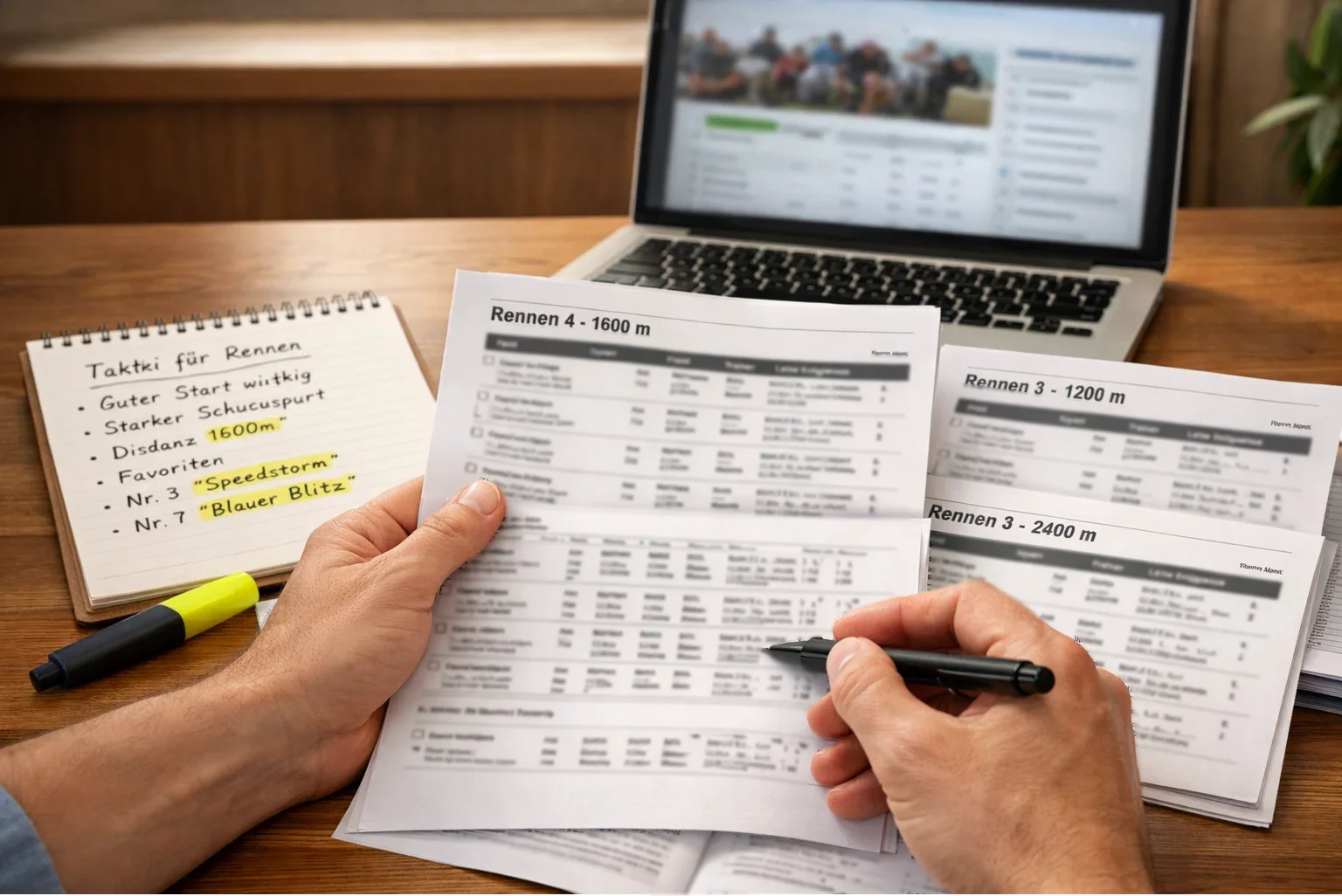 Rennformblätter und Analysedokumente zur Pferdewetten-Strategie